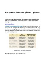 Hậu quả của rối loạn chuyển hóa lipid máu