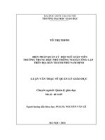 Biện pháp quản lý đội ngũ giáo viên trường Trung học phổ thông ngoài công lập trên địa bàn Thành phố Nam Định