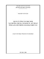 Quản lý công tác học sinh tại trường Trung cấp Kinh tế - Kỹ thuật tỉnh Lạng Sơn trong giai đoạn hiện nay