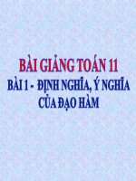 Bài giảng Giải tích 11 chương 5 bài 1 Định nghĩa và ý nghĩa của đạo hàm