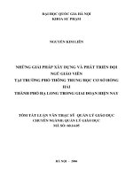 Những giải pháp xây dựng và phát triển đội ngũ giáo viên tại trường phổ thông trung học cơ sở Hồng Hải Thành phố Hạ Long trong giai đoạn hiện nay