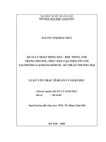 Quản lý hoạt động dạy học tiếng Anh trong phương thức đào tạo theo tín chỉ tại trường Cao đẳng Kinh tế Kĩ thuật Thương mại