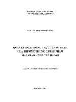 Quản lý hoạt động thực tập sư phạm của trường trung cấp sư phạm mẫu giáo-nhà trẻ Hà Nội
