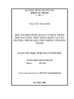 Một số biện pháp quản lý phát triển đội ngũ giáo viên tiếng Pháp tại các trường Trung học phổ thông Bắc Giang