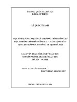 Một số biện pháp quản lý chương trình đào tạo hệ Cao đẳng góp phần nâng cao chất lượng đào tạo tại trường Cao đẳng Du lịch Hà Nội