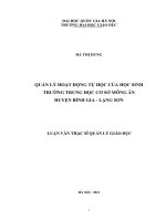 Quản lý hoạt động tự học của học sinh trường trung học cơ sở Mông Ân huyện Bình Gia, Lạng Sơn