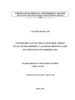 Customary law of the lach ethnic group in Lac Duong district, Lam Dong province and it's influence on modern life