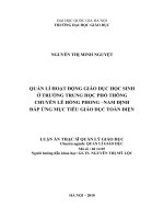 Quản lí hoạt động giáo dục học sinh ở trường Trung học phổ thông chuyên Lê Hồng Phong - Nam Định đáp ứng mục tiêu giáo dục toàn diện