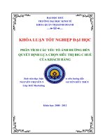 PHÂN TÍCH CÁC YẾU TỐ ẢNH HƯỞNG ĐẾN QUYẾT ĐỊNH LỰA CHỌN SIÊU THỊ BIG C HUẾ CỦA KHÁCH HÀNG
