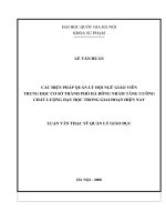 Các biện pháp quản lý đội ngũ giáo viên trung học cơ sở thành phố Hà Đông nhằm tăng cường chất lượng dạy học trong giai đoạn hiện nay