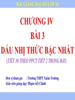 Bài giảng Đại số 10 chương 4 bài 3 Dấu của nhị thức bậc nhất