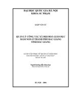 Quản lý công tác xã hội hóa giáo dục mầm non ở Thành phố Bắc Giang tỉnh Bắc Giang
