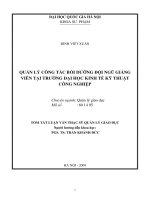Quản lý công tác bồi dưỡng đội ngũ giảng viên tại trường Đại học Kinh tế kỹ thuật Công nghiệp