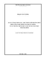Quản lý hoạt động dạy - học trong môi trường phát triển công nghệ thông tin truyền thông ở các trường trung học cơ sở huyện Thái Thụy, tỉnh Thái Bình