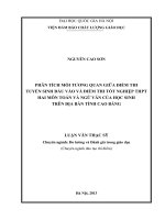 Phân tích mối tương quan giữa điểm thi tuyển sinh đầu vào và điểm thi tốt nghiệp THPT hai môn Toán và Ngữ văn của học sinh trên địa bàn tỉnh Cao Bằng