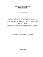 Những biện pháp tăng cường quản lý các điều kiện đảm bảo chất lượng giáo dục học sinh nội trú của trường THPT Nội trú   Đồ Sơn.PDF