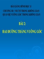 Bài giảng Hình học 11 chương 3 bài 2 Hai đường thẳng vuông góc