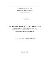 Tìm hiểu mối tương quan giữa phong cách làm cha mẹ và lòng tự trọng của học sinh trung học cơ sở