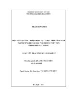 Biện pháp quản lý hoạt động dạy - học môn Tiếng Anh tại trường Trung học phổ thông Thủy Sơn Thành phố Hải Phòng
