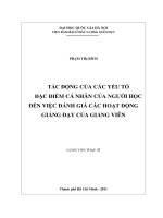 Tác động của các yếu tố đặc điểm cá nhân của người học đến việc đánh giá các hoạt động giảng dạy của giảng viên