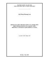 Khảo sát mức độ hài lòng của sinh viên đối với bài giảng của giảng viên Trường Cao đẳng Cộng đồng Cà Mau. ThS. Đo lường và Đánh giá trong giáo dục