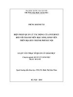 Biện pháp quản lý tác động của Internet đối với thanh niên học sinh, sinh viên trên địa bàn thành phố Hà Nội