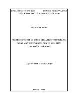 Nghiên cứu một số cơ sở khoa học trồng rừng ngập mặn ở vùng đầm phá và ven biển tỉnh Thừa Thiên Huế