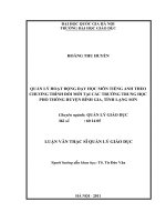 Quản lý hoạt động dạy học môn tiếng Anh theo chương trình đổi mới tại các trường trung học phổ thông huyện Bình Gia, tỉnh Lạng Sơn