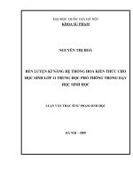 Rèn luyện kỹ năng hệ thống hóa kiến thức cho học sinh lớp 11 trung học phổ thông trong dạy học sinh học