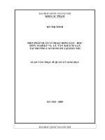 Biện pháp quản lý hoạt động dạy - học môn nghiệp vụ lễ tân khách sạn tại trường Cao đẳng Du lịch Hà Nội