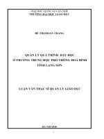 Quản lý quá trình dạy học ở Trường Trung học phổ thông Hòa Bình tỉnh Lạng Sơn