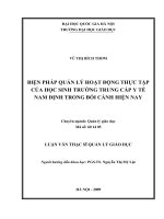 Biện pháp quản lý hoạt động thực tập của học sinh trường Trung cấp Y tế Nam Định trong bối cảnh hiện nay