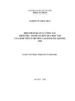 Biện pháp quản lý công tác kiểm tra - đánh giá kết quả học tập của sinh viên ở trường Cao đẳng Du lịch Hà Nội