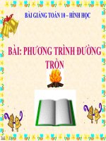 Bài giảng Hình học 10 chương 3 bài 2 Phương trình đường tròn