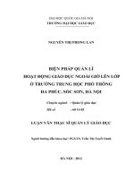 Biện pháp quản lý hoạt động giáo dục ngoài giờ lên lớp ở trường Trung học phổ thông Đa Phúc, Sóc Sơn, Hà Nội tt
