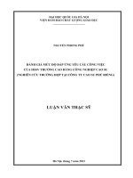 Đánh giá mức độ đáp ứng yêu cầu công việc của sinh viên tốt nghiệp Trường Cao Đẳng Công Nghiệp Cao Su (nghiên cứu trường hợp tại Công ty Cao su Phú Riềng