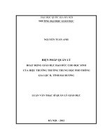 Biện pháp quản lý hoạt động giáo dục đạo đức cho học sinh của Hiệu trưởng trường Trung học phổ thông Gia Lộc II, tỉnh Hải Dương