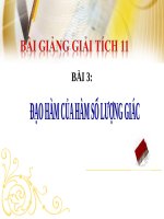 Bài giảng Giải tích 11 chương 5 bài 3 Đạo hàm của hàm số lượng giác