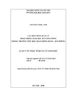 Các biện pháp quản lý hoạt động giáo dục kỹ năng sống trong trường tiểu học Quận Hồng Bàng - Hải Phòng