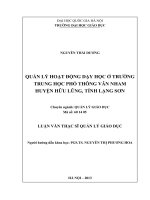 Quản lý hoạt động dạy học ở trường trung học phổ thông Vân Nham, huyện Hữu Lũng, tỉnh Lạng Sơn
