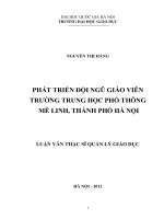 Phát triển đội ngũ giáo viên trường Trung học phổ thông Mê Linh, Thành phố Hà Nội tt