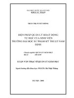 Biện pháp quản lý hoạt động tự học của sinh viên trường Đại học Sư phạm Kỹ thuật Nam Định