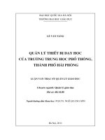 Quản lý thiết bị dạy học của trường Trung học phổ thông Thành phố Hải Phòng
