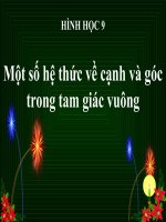 Bài giảng Hình học 9 chương 1 bài 1 Một số hệ thức về cạnh và đường cao trong tam giác vuông