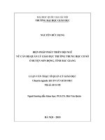 Biện pháp phát triển đội ngũ nữ cán bộ quản lý giáo dục trường trung học cơ sở ở huyện Sơn Động, tỉnh Bắc Giang