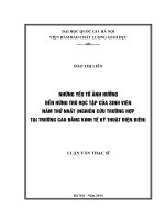 hững yếu tố ảnh hưởng đến hứng thú học tập của sinh viên năm thứ nhất Nghiên cứu trường hợp tại Trường Cao đẳng Kinh tế - Kỹ thuật Điện Biên
