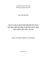 Quản lý hoạt động đổi mới phương pháp dạy học môn Hóa học ở trường Trung học phổ thông Mê Linh - Hà Nội tt