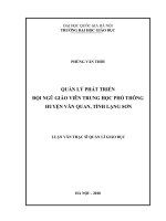 Quản lý phát triển đội ngũ giáo viên trung học phổ thông huyện Văn Quan, tỉnh Lạng Sơn