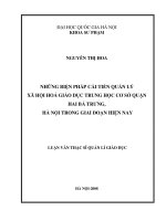 Những biện pháp cải tiến quản lý xã hội hoá giáo dục trung học cơ sở quận Hai Bà Trưng, Hà Nội trong giai đoạn hiện nay