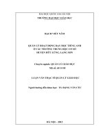 Quản lý hoạt động dạy học tiếng Anh ở các trường trung học cơ sở huyện Hữu Lũng, Lạng Sơn